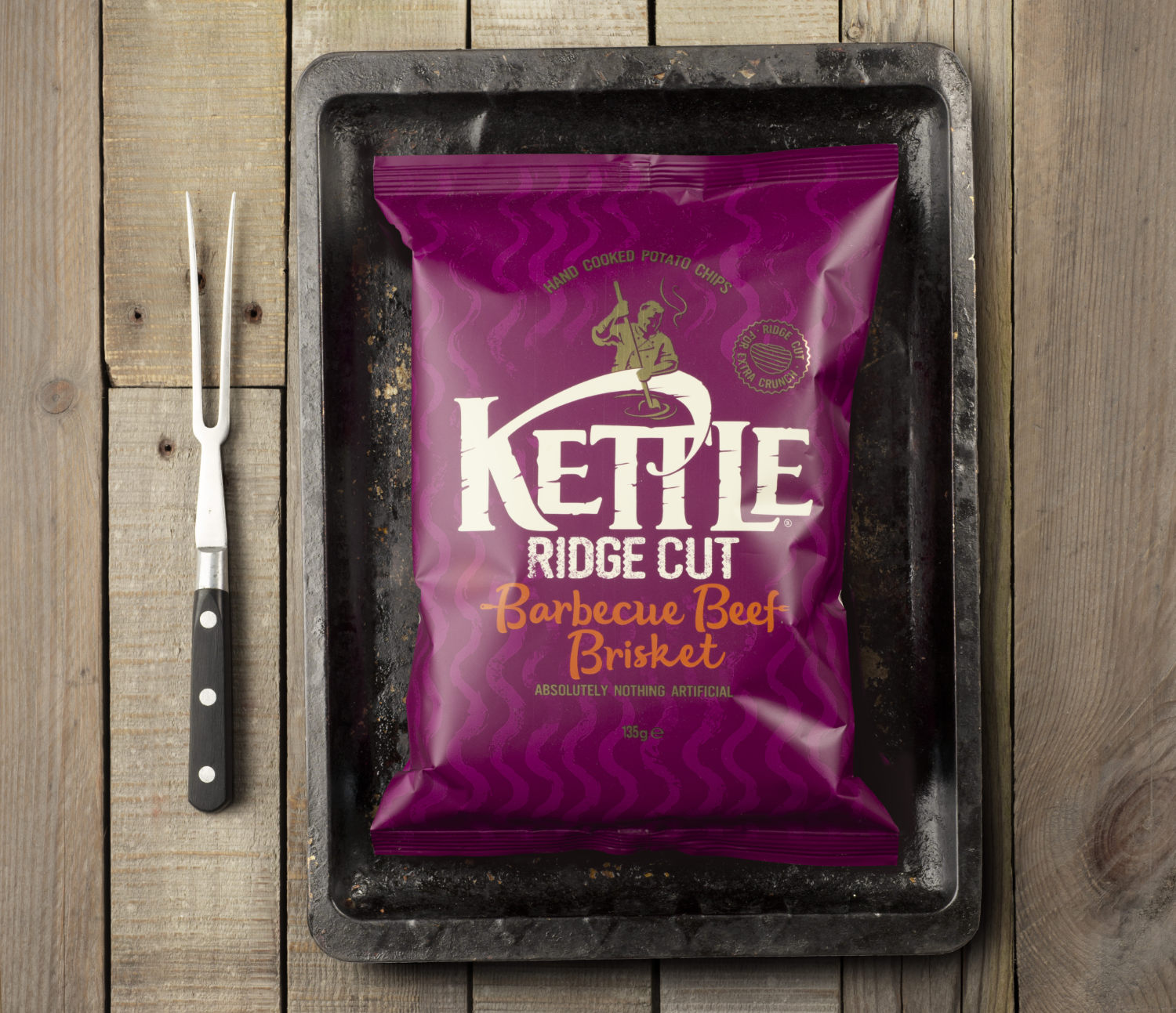 Kettle Ridge BBQ playful editorial of pack in a roasting tray