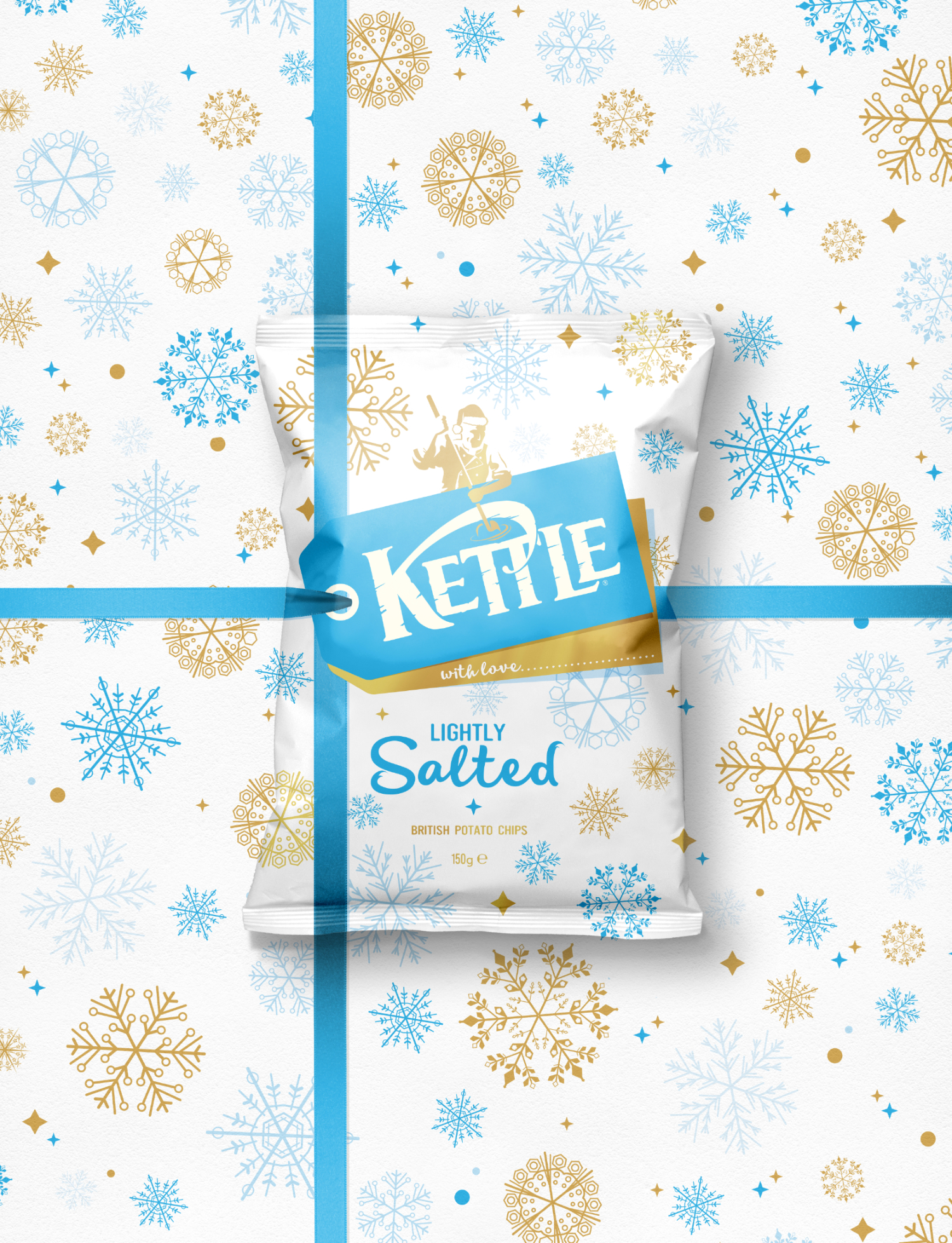 Kettle Lightly Salted Pack as wrapping paper