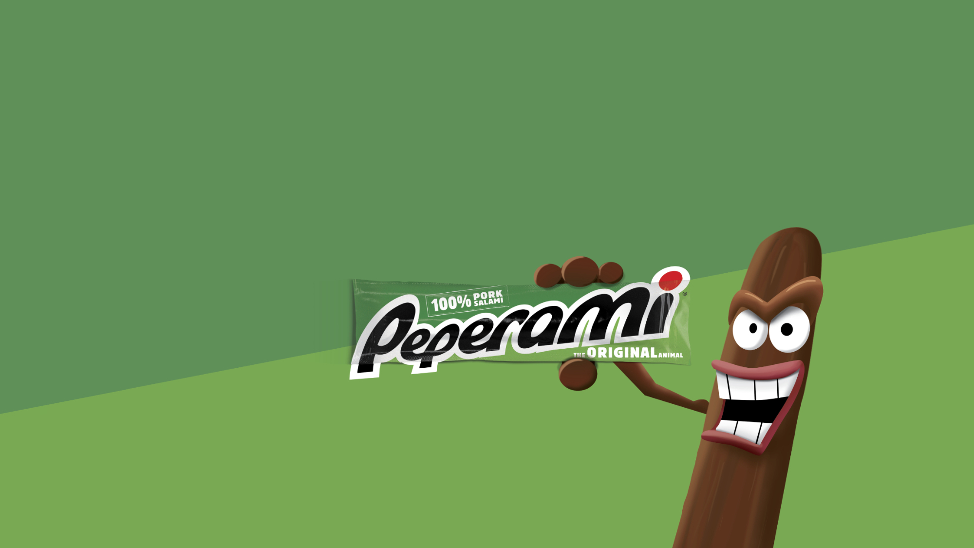 Peperami Header Image - animal holding packaging