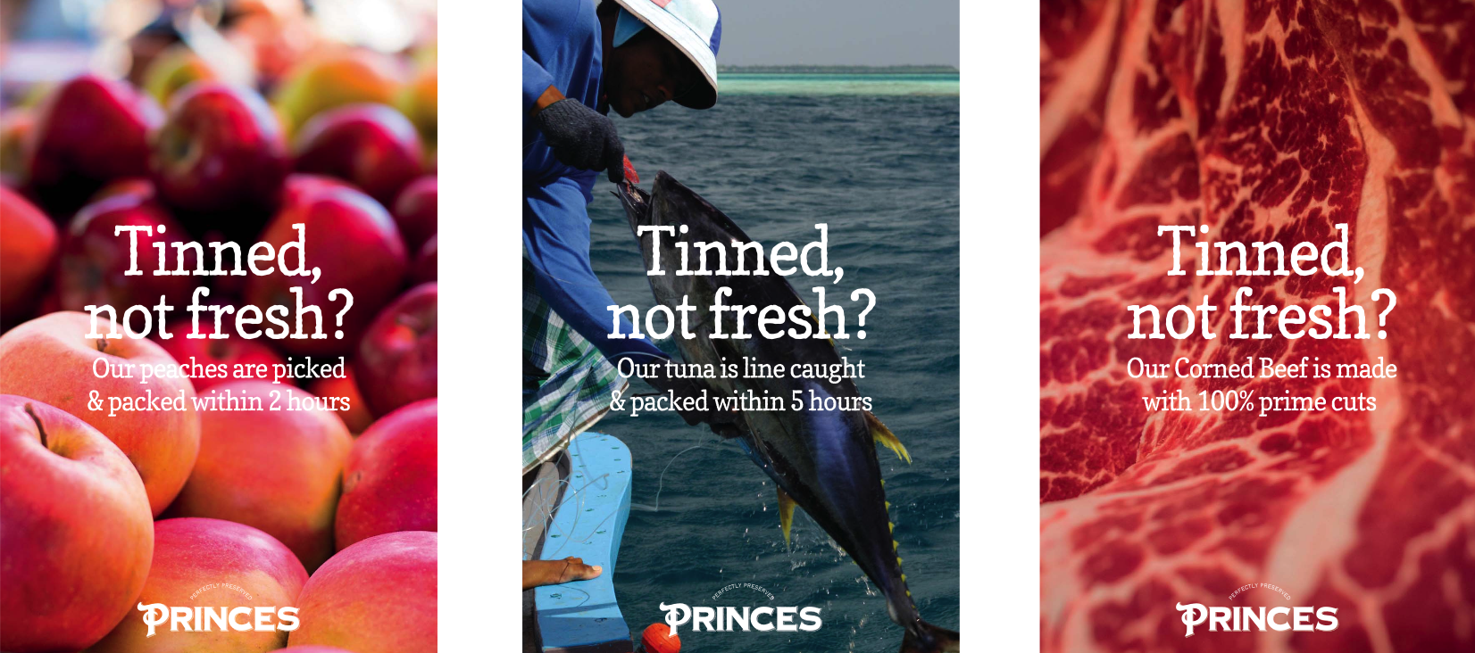 Princes print adverts for fresh produce design